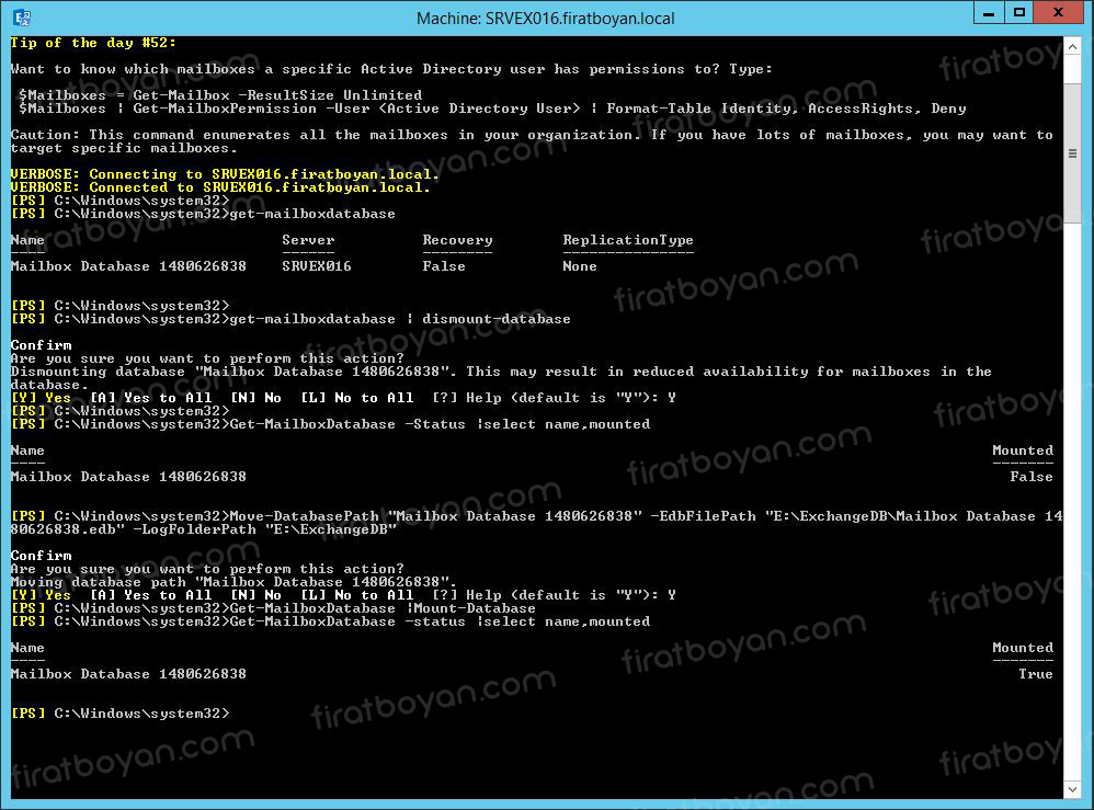 Mailbox Database Path Değiştirme