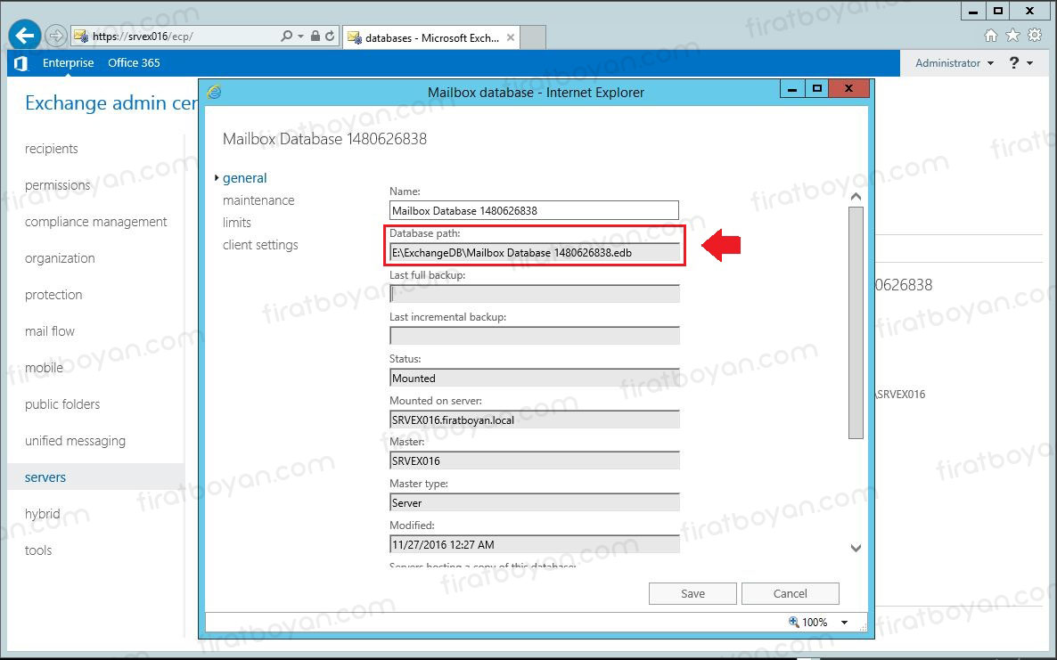 Mailbox Database Path Değiştirme