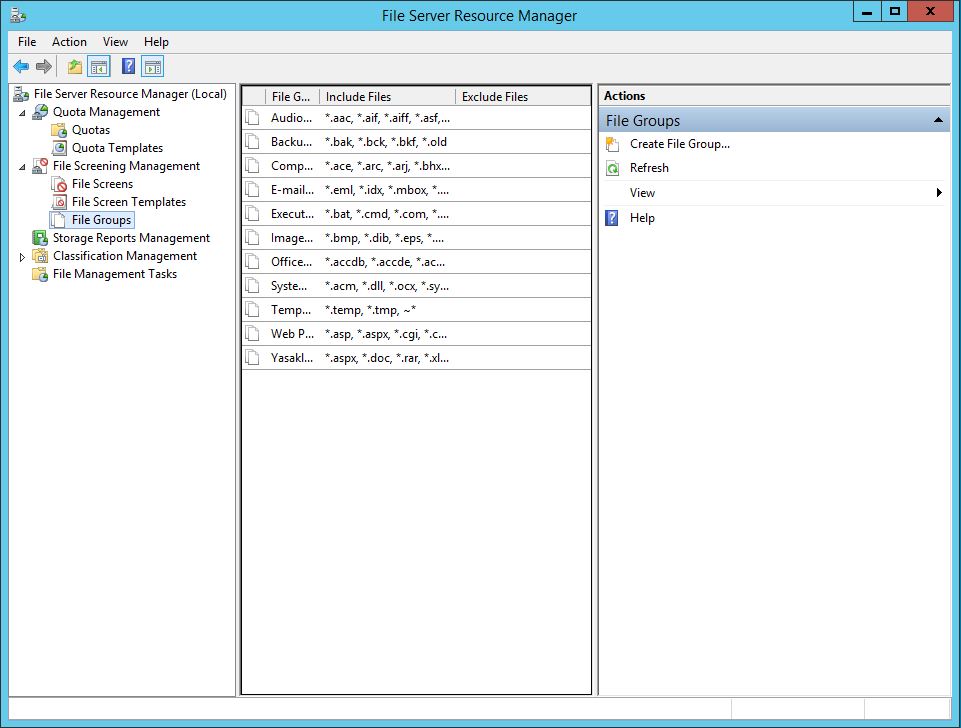 Windows Server 2012 R2 File Server File QuotaYönetimi