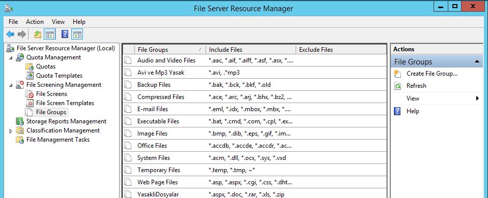 Windows Server 2012 R2 File Server File QuotaYönetimi