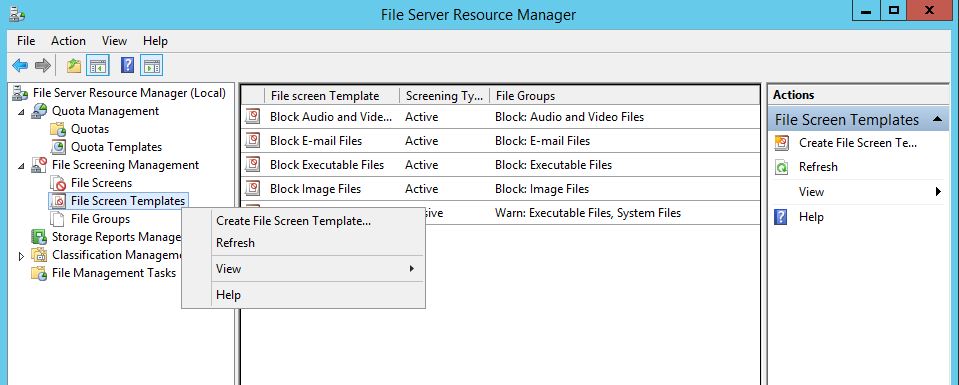 Windows Server 2012 R2 File Server File QuotaYönetimi