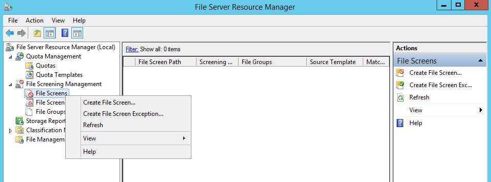 Windows Server 2012 R2 File Server File QuotaYönetimi