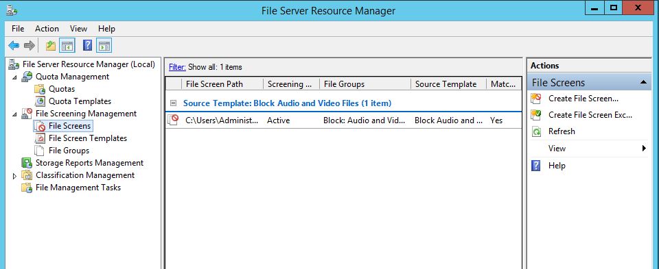 Windows Server 2012 R2 File Server File QuotaYönetimi