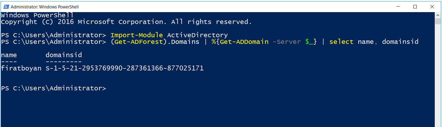 PowerShell ile Domain SID Bulma