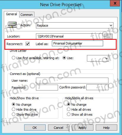 Group Policy ile Map Drive 