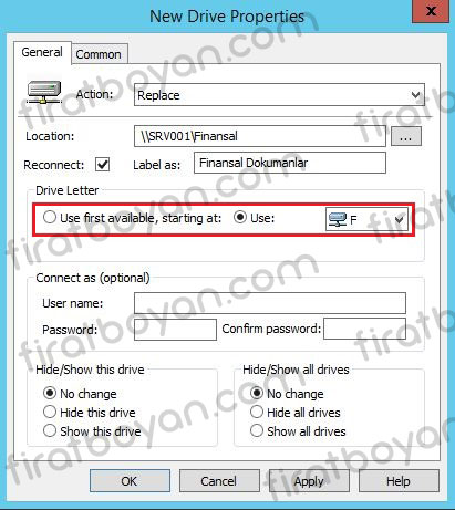 Group Policy ile Map Drive 