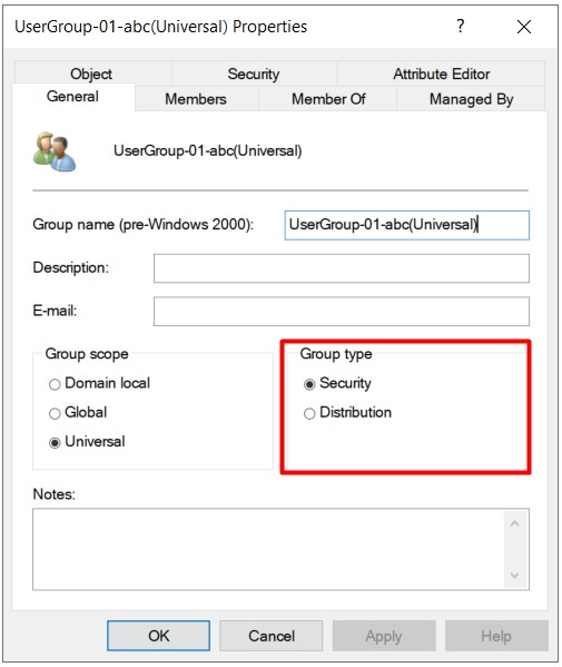 Active Directory Group Type