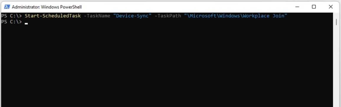 Start-ScheduledTask ile Device-Sync görevinin PowerShell üzerinden çalıştırılması