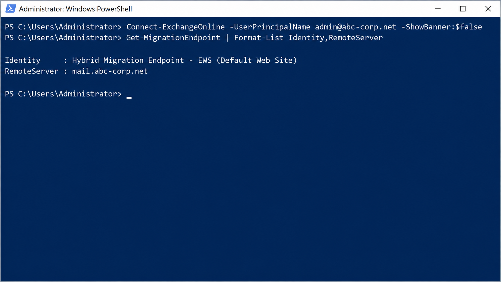 Get-MigrationEndpoint ile Hybrid Migration Endpoint doğrulaması