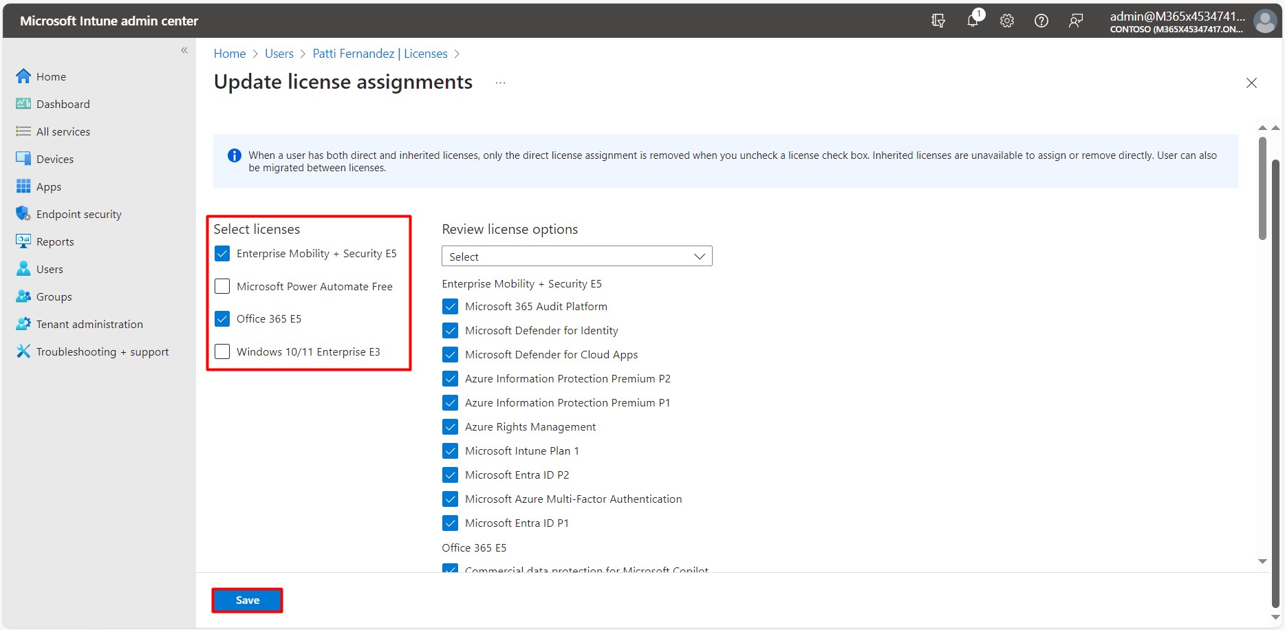 Assign Intune License