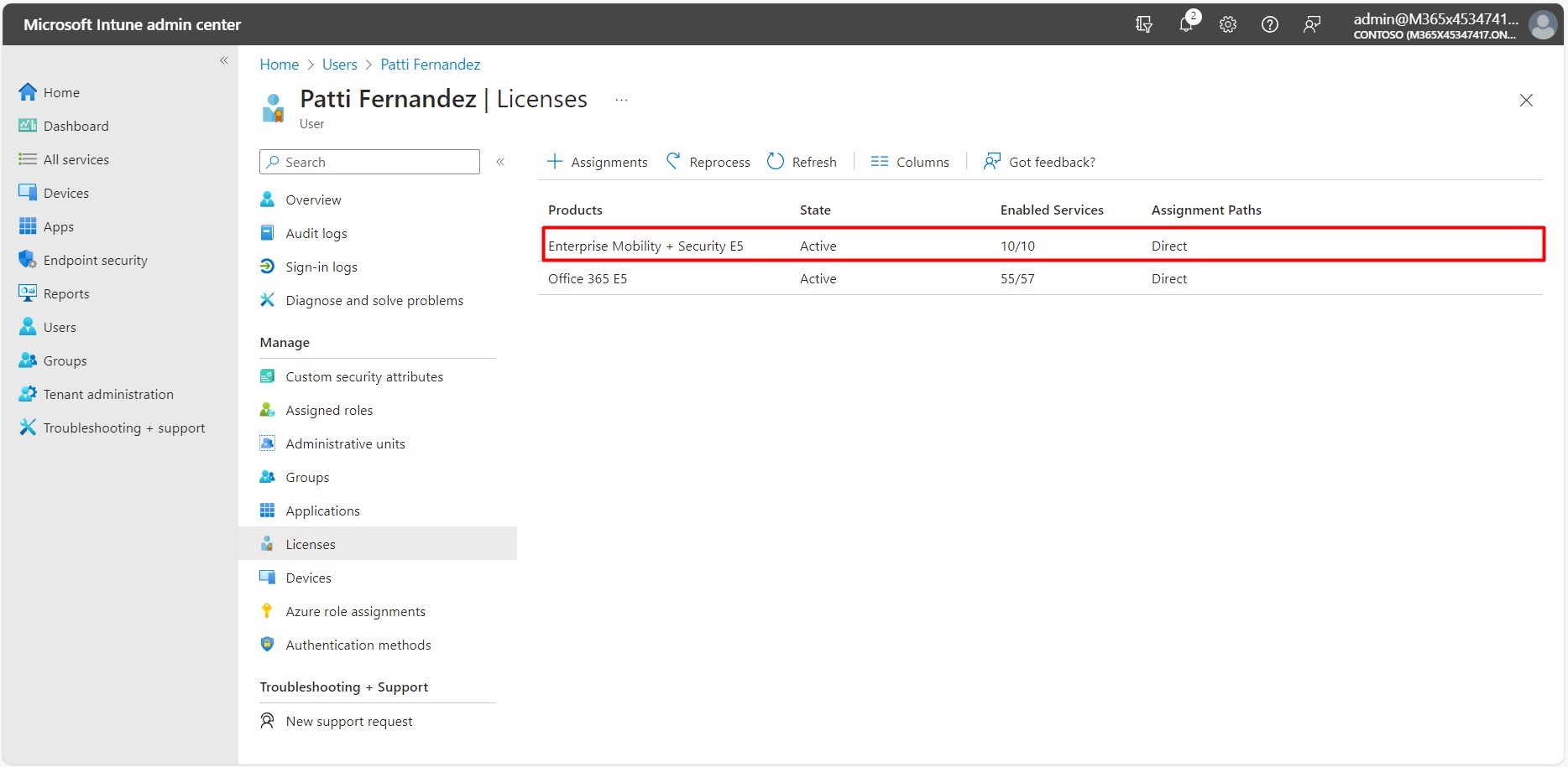 Assign Intune License