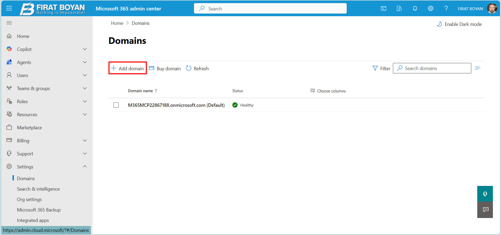 Microsoft 365’te Domain Ekleme