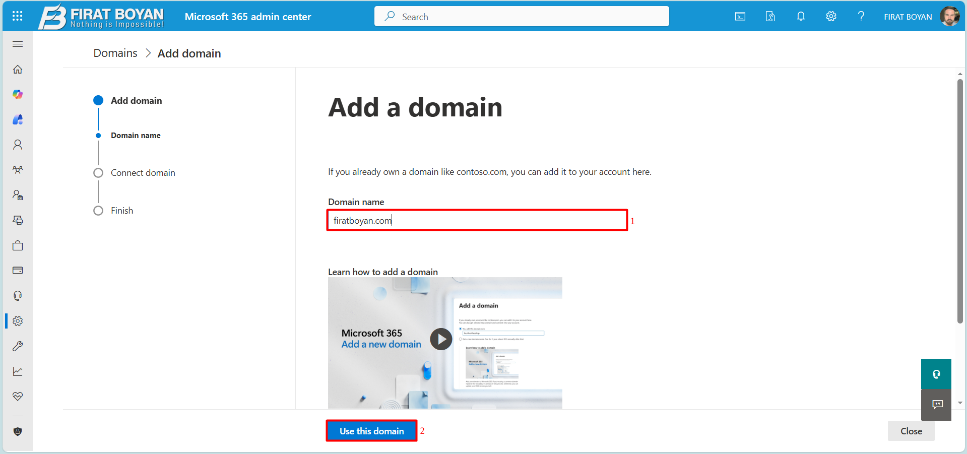 Microsoft 365’te Domain Ekleme