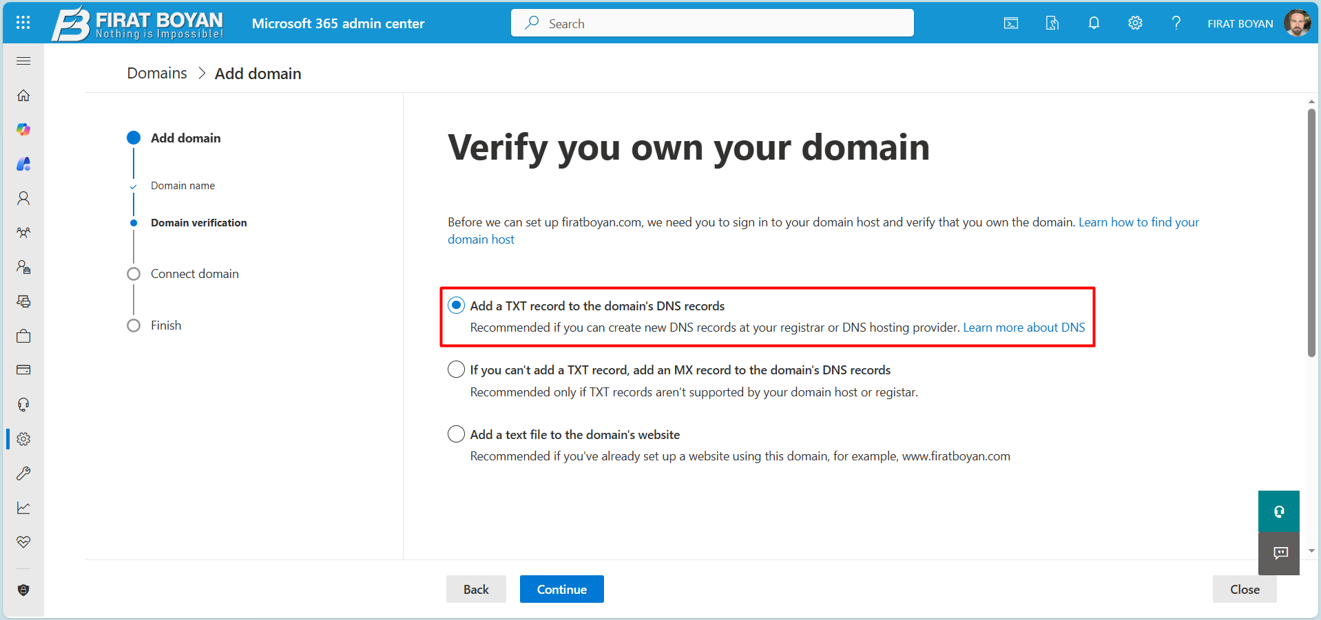 Microsoft 365’te Domain Ekleme