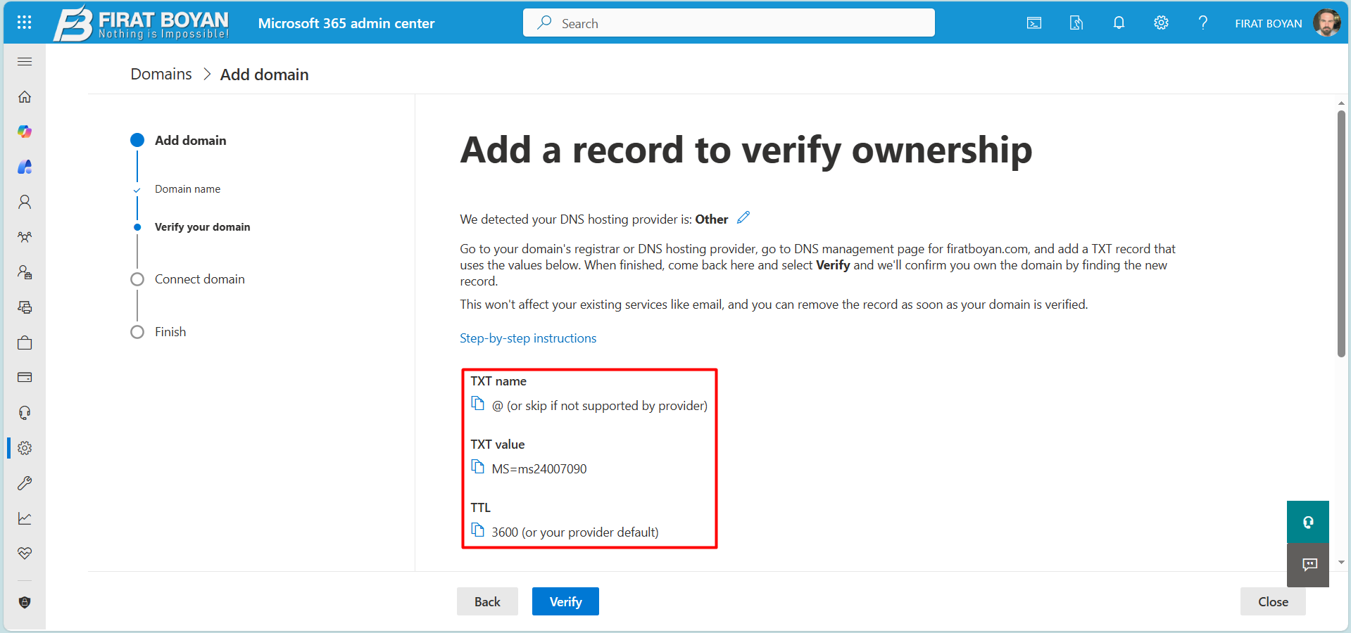Microsoft 365’te Domain Ekleme