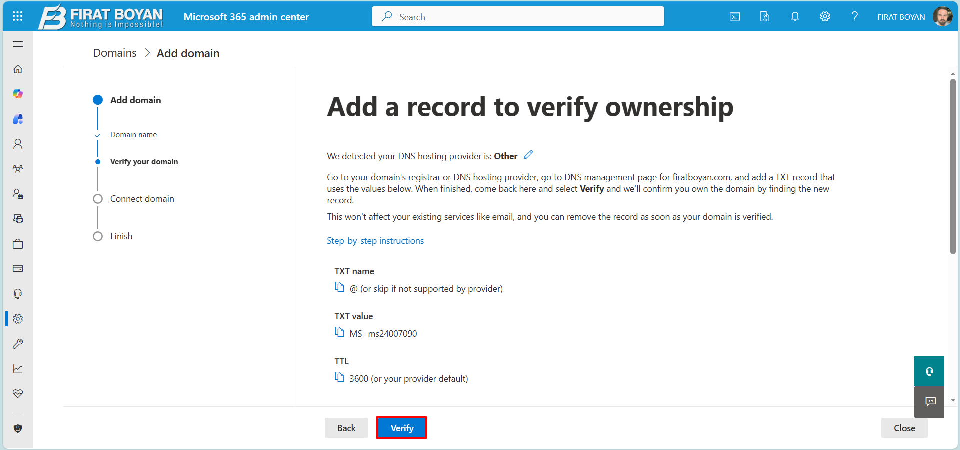Microsoft 365’te Domain Ekleme