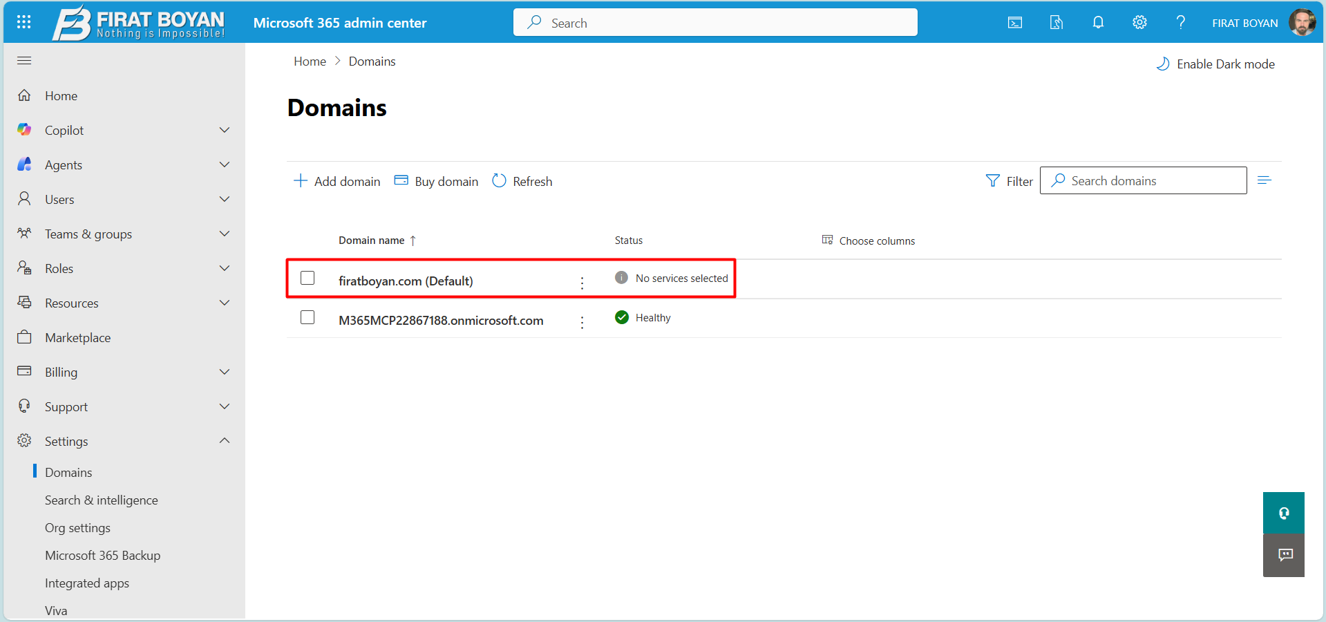 Microsoft 365’te Domain Ekleme