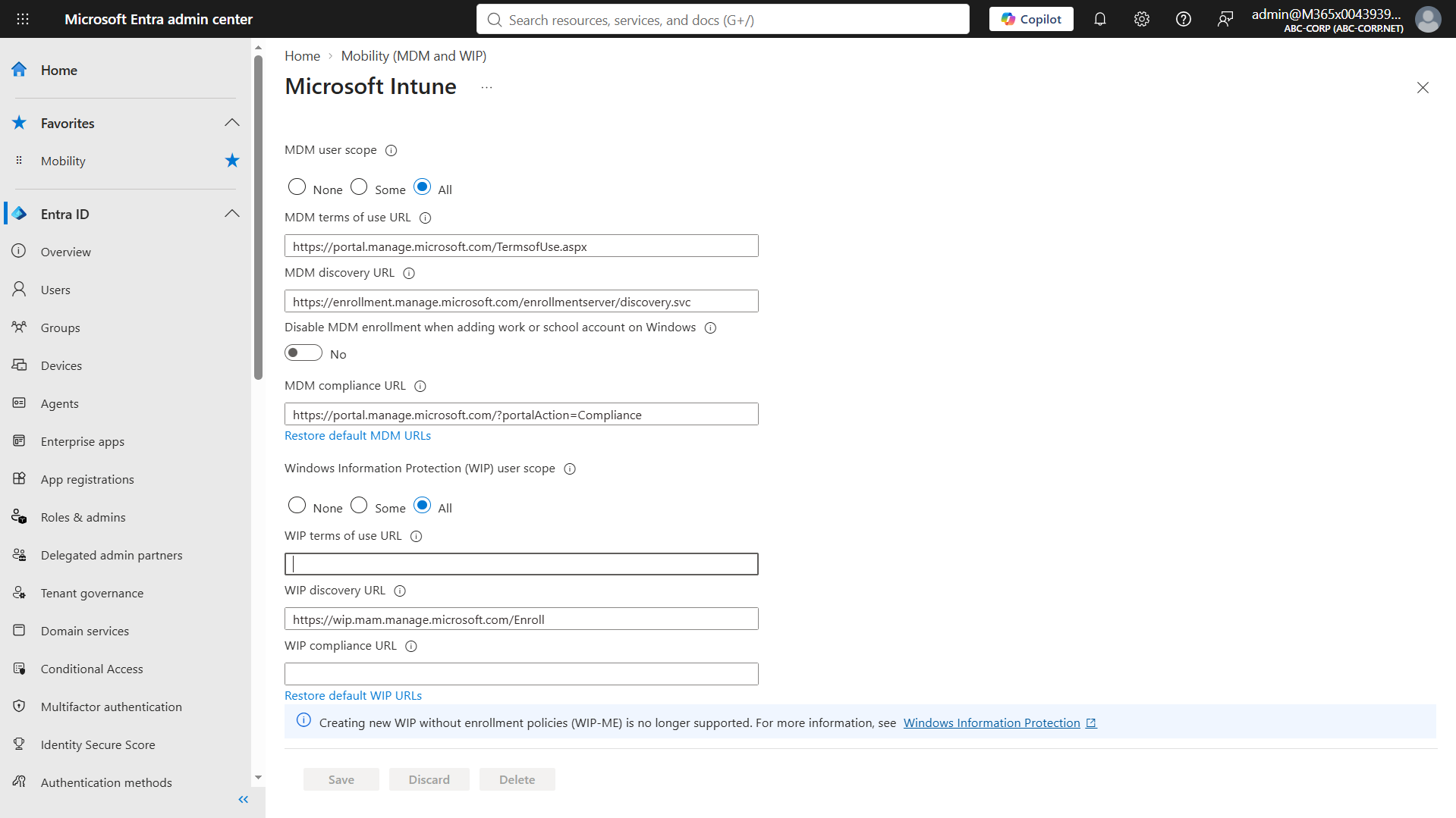 MDM user scope