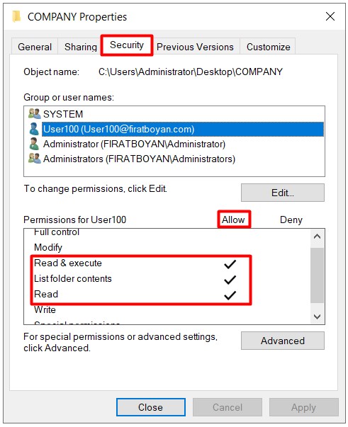 NTFS (New Technology File System) İzinleri (Security Permissions)