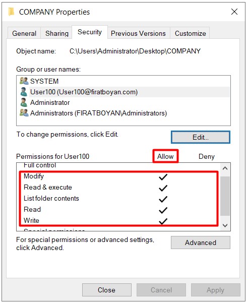 NTFS (New Technology File System) İzinleri (Security Permissions)