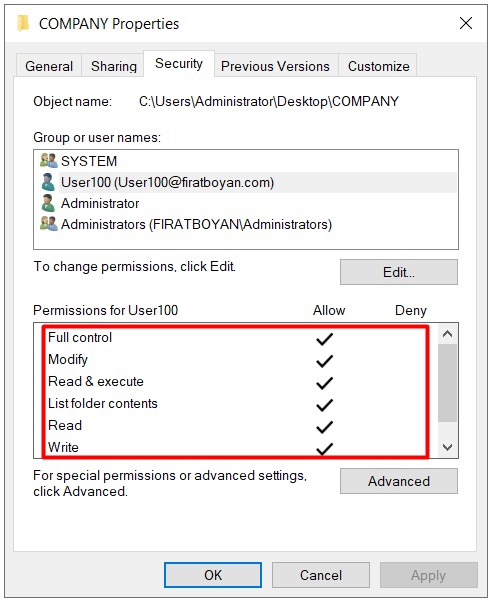 NTFS (New Technology File System) İzinleri (Security Permissions)