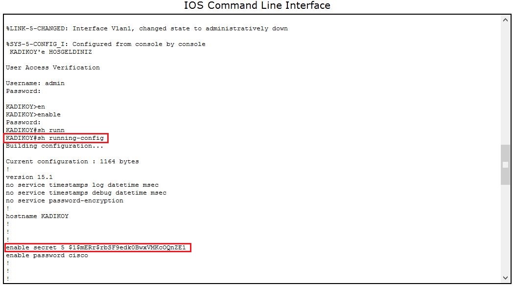 cisco router sifre kirma