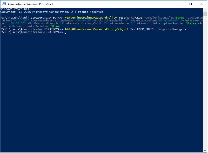 PowerShell İle Fine Grained Password Policy (FGPP) Oluşturma