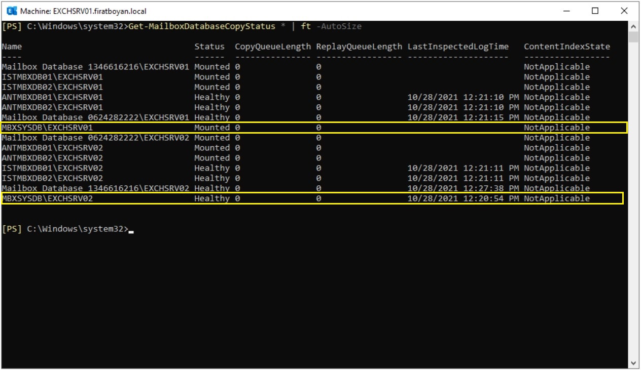 Exchange Server 2019'da DAG Database çıkartma