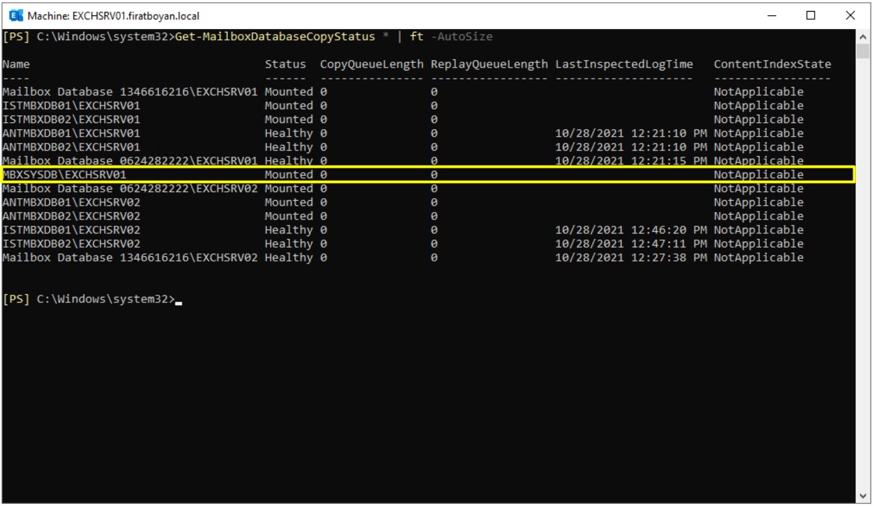 Exchange Server 2019'da DAG Database çıkartma