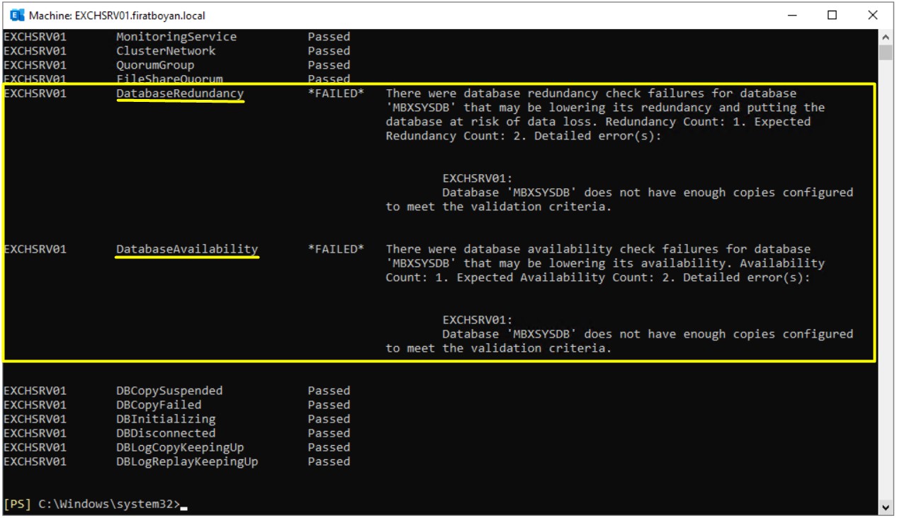 Exchange Server 2019'da DAG Database çıkartma