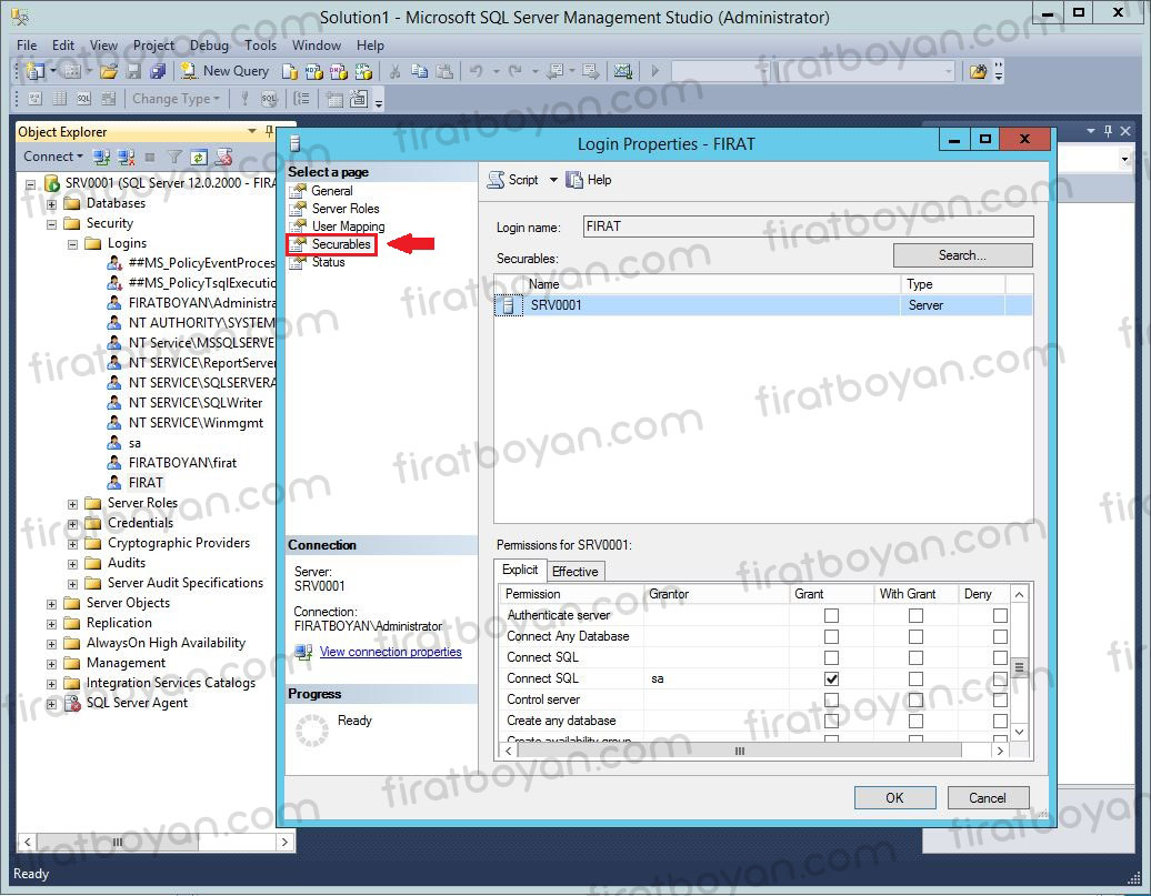 SQL Server Kullnıcı Oluşturma, Rol ve İzin Ataması Yapma