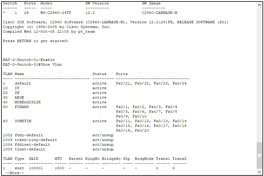 Switch portlara VLAN atama