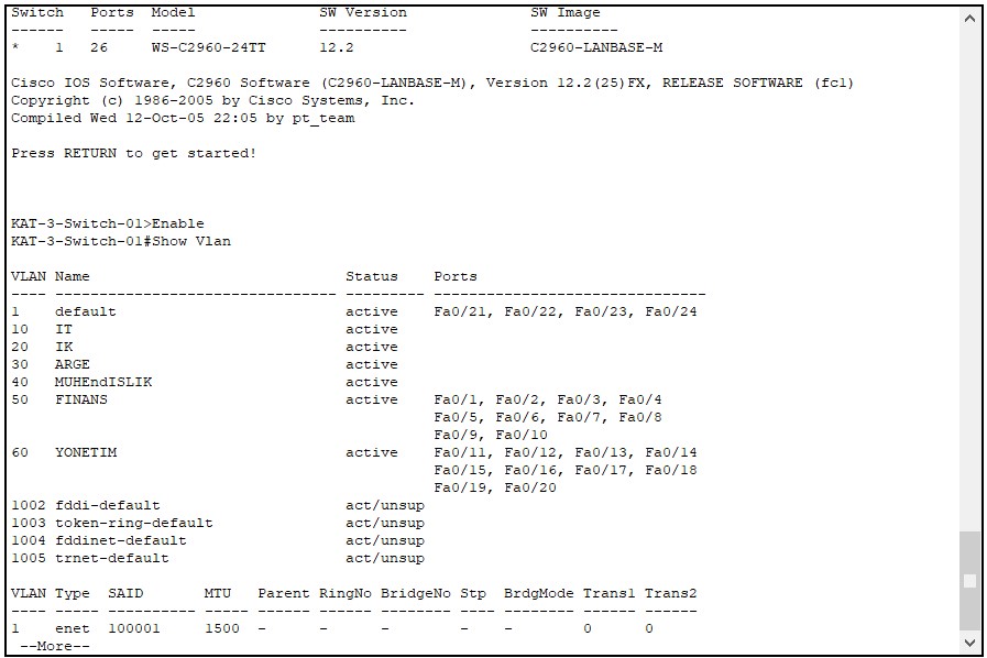 Switch portlara VLAN atama