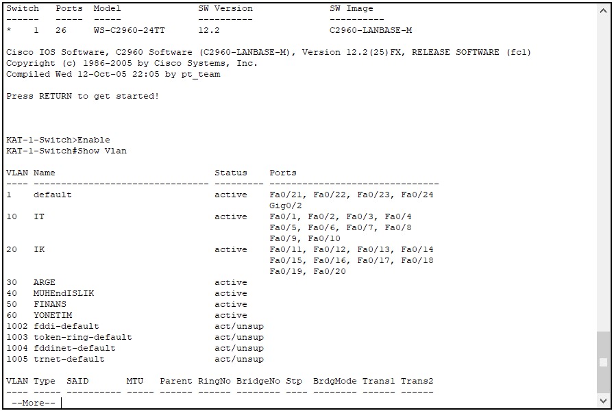 Switch portlara VLAN atama