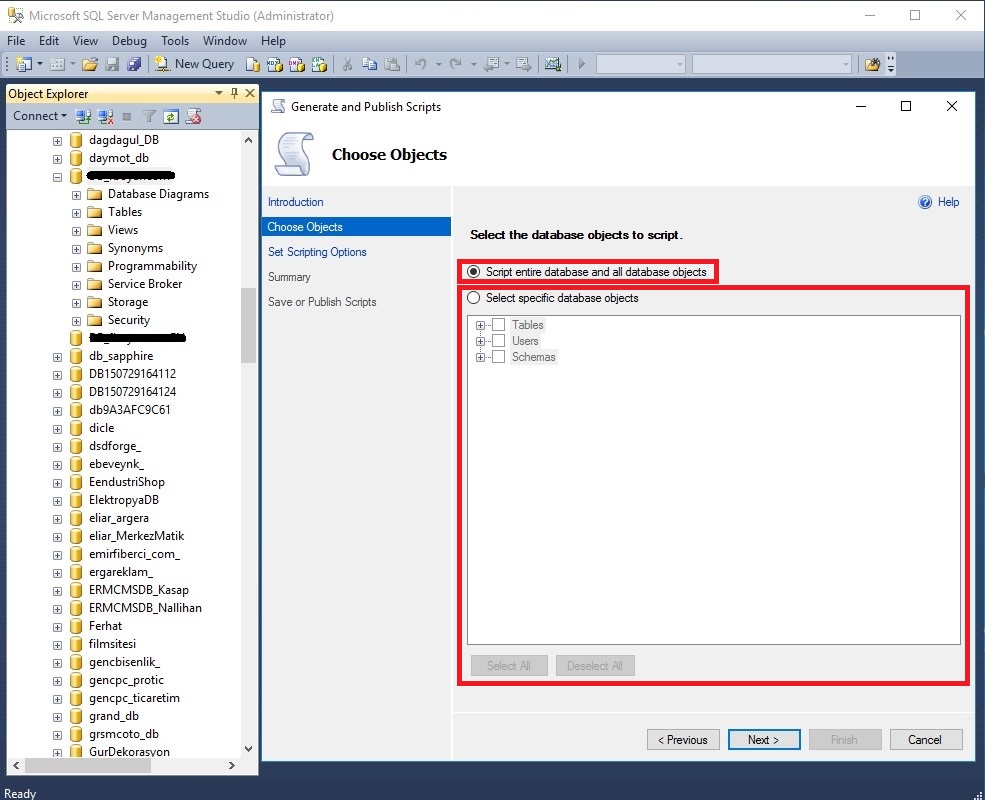 SQL Server 2014 veritabanı yedeğini script ile alma