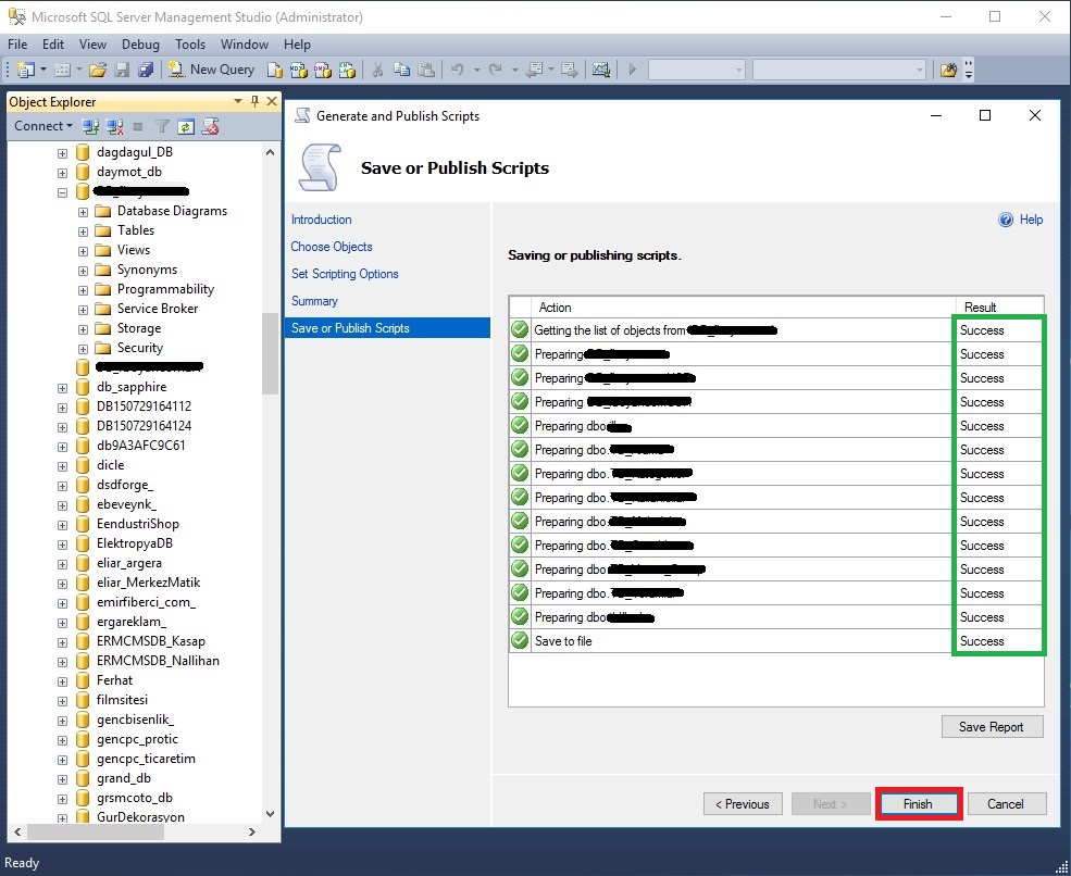 sql server 2014 veritabani yedeğini script ile alma