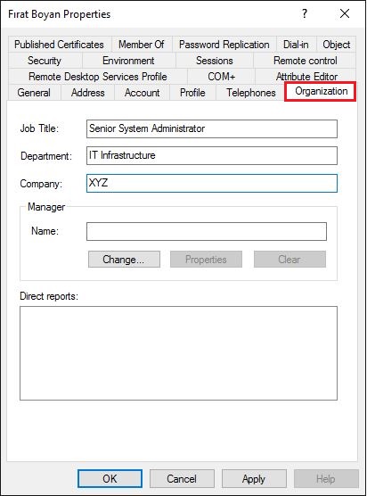 Active Directory Kullanıcı Özelliklerinin İncelenmesi