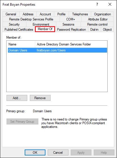 Active Directory Kullanıcı Özelliklerinin İncelenmesi