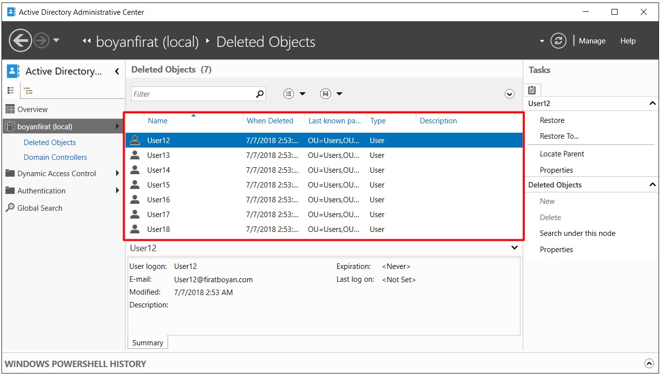 Active Directory Recycle Bin