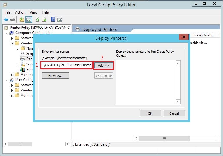 Deploy with Group Policy ile Yazıcı-Printer Deploy Etme