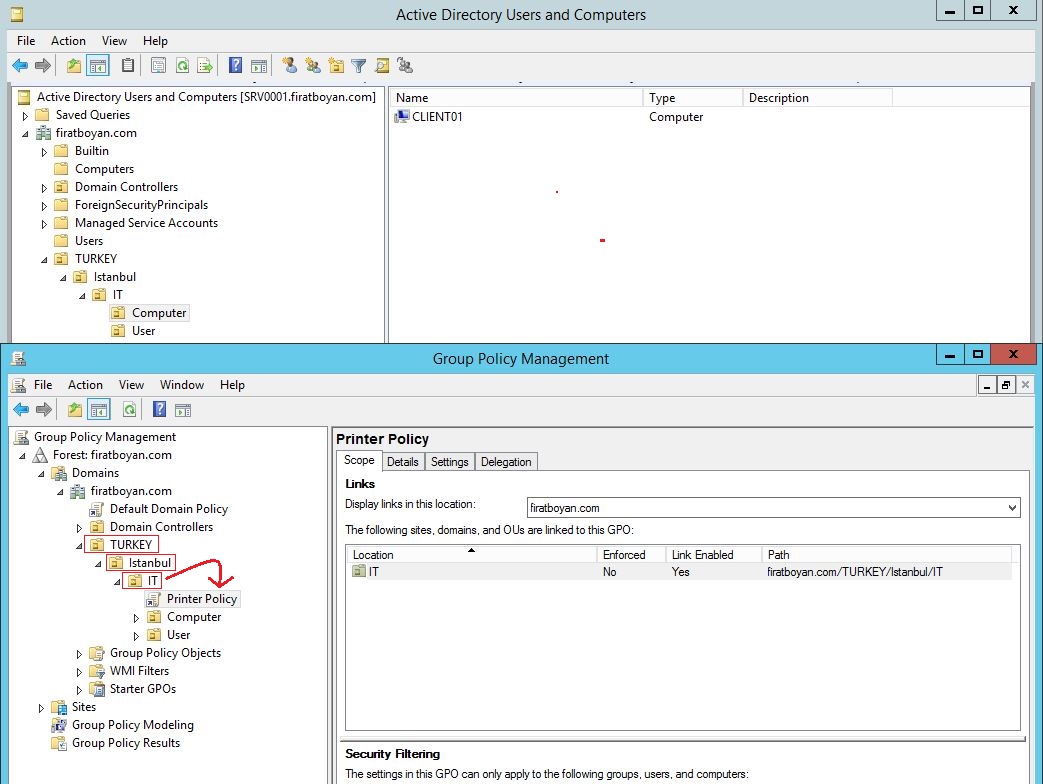 Deploy with Group Policy ile Yazıcı-Printer Deploy Etme