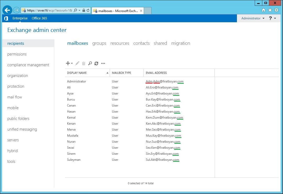 Exchange server 2016 Email Address Policy