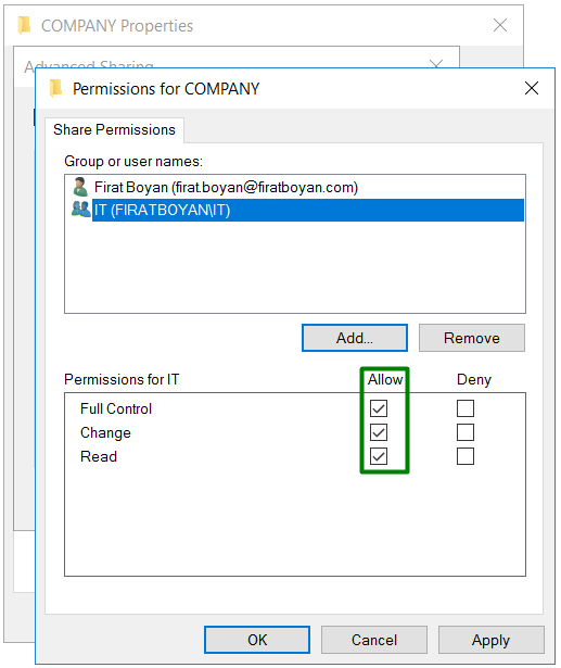 sharing permissions-paylaşım izinleri