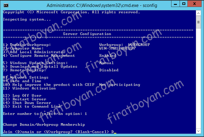 komut satırı ile domaine alma-sconfig-firatboyan.com