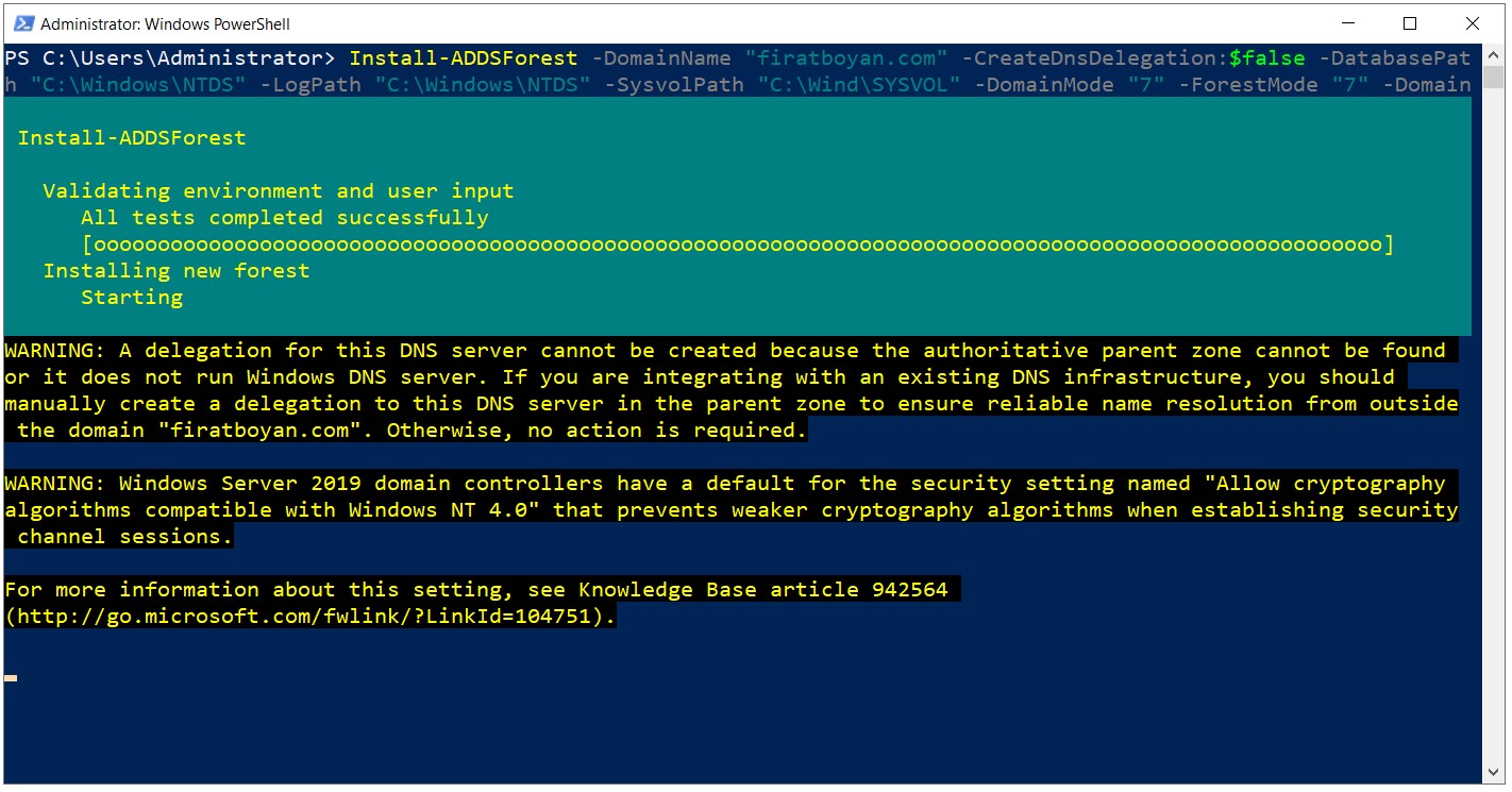 Powershell ile Active Directory 2019 Kurulumu