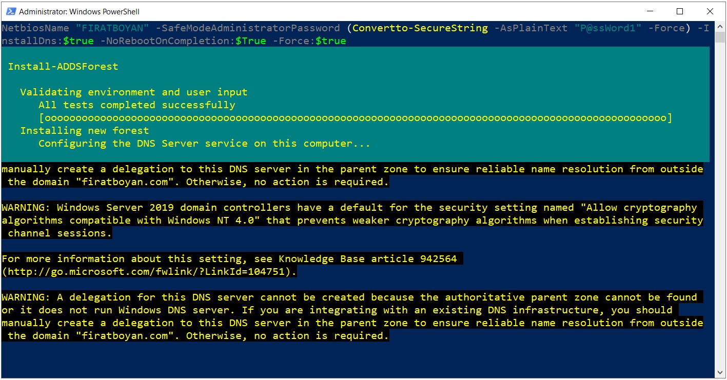 Powershell ile Active Directory 2019 Kurulumu