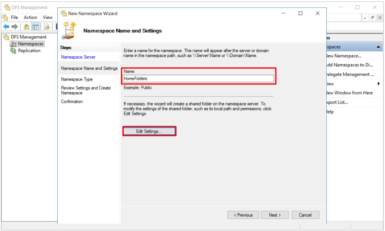 DFS High Availability Configuration