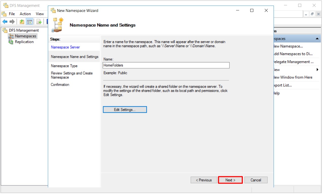 DFS High Availability Configuration