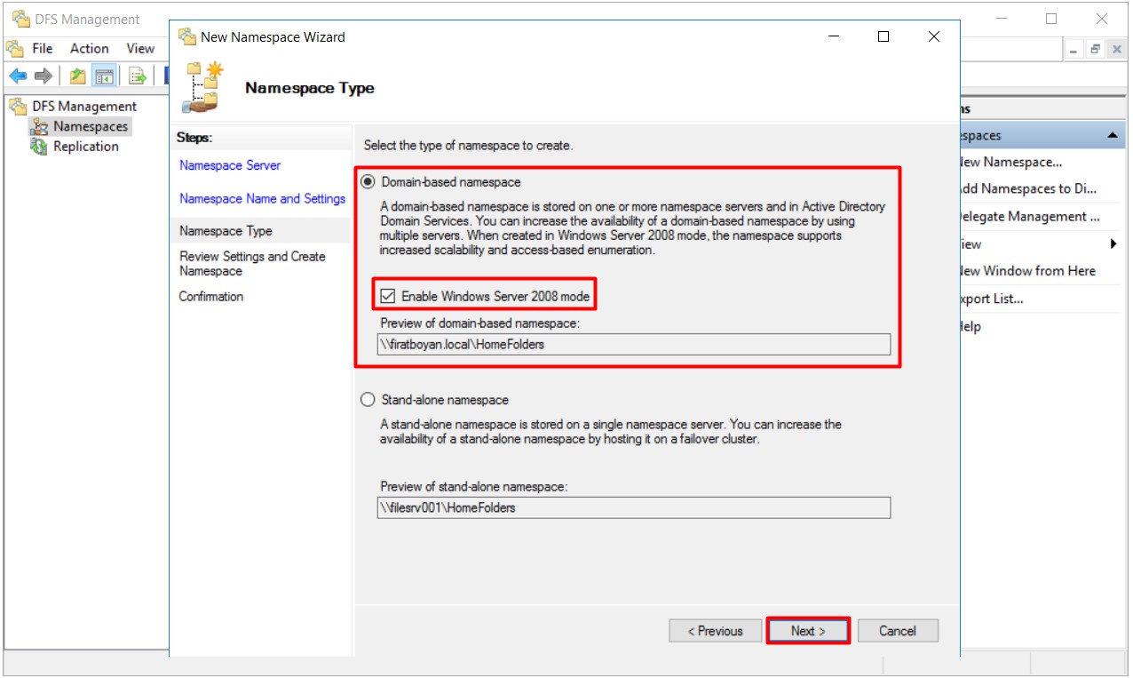 DFS High Availability Configuration